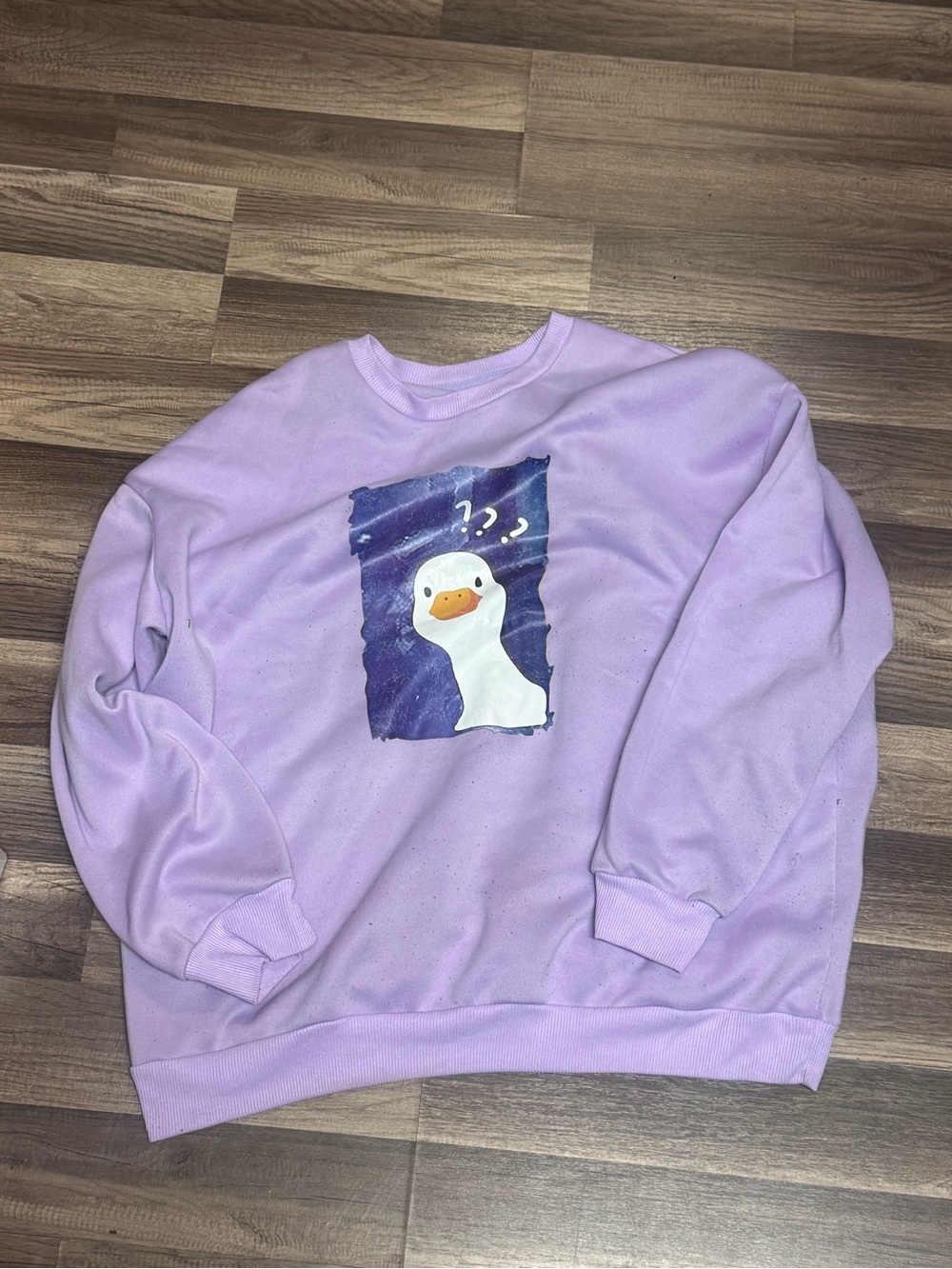 SHEIN Lavender Goose Graphic Crewneck Sweatshirt - Lavender